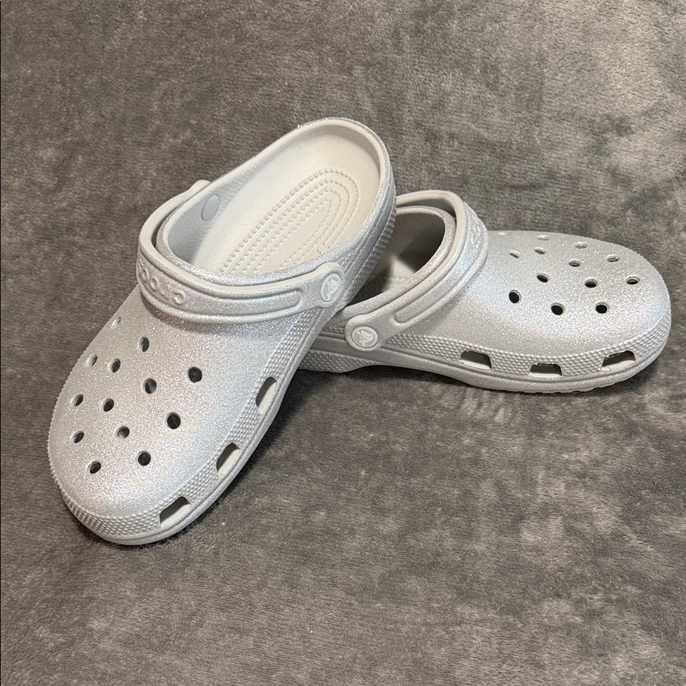 CROCS Women’s Silver Glitter Classic Clog